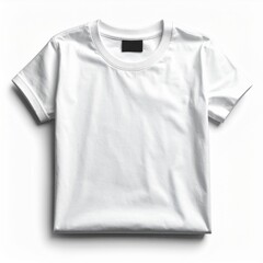 Folded White Tshirt with Short Sleeves and a Round Neck on White Backdrop