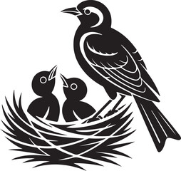 Bird on nest logo symbol vector Art, Icons, and Graphics for Designers