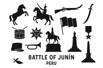 Battle of Junín Peru – 12/16 Solid Black Silhouette Vector EPS Set Collection