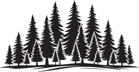 Obraz premium Seamless pattern of fir trees in a winter forest landscape with snow and pine trees