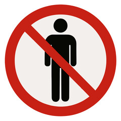A clear and concise warning sign indicating a prohibition or restriction of access for individuals. Modern flat vector sticker label with icon and badge style, transparent background