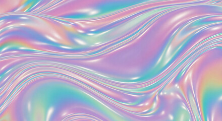 Fototapeta premium Iridescent Flow: Abstract Holographic Waves