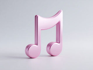 Shiny pink music note icon, symbolizing creativity and joy, stands out against light background, evoking sense of harmony and inspiration