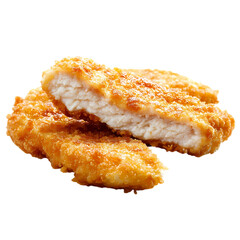 Crispy fried fish fillet with golden brown crust isolated on transparent background