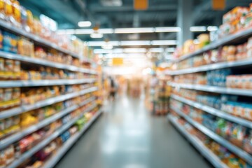 Blurred supermarket aisle, food products (2)