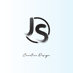 Obraz premium JS Brush Stroke Logo – Modern Artistic Symbol with Ink Texture for Creative Branding & Visual Identity Design