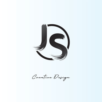 JS Brush Stroke Logo &ndash; Modern Artistic Symbol with Ink Texture for Creative Branding & Visual Identity Design