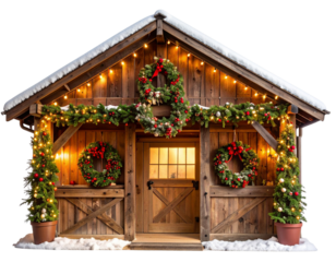 Vintage Santa’s Workshop Facade PNG