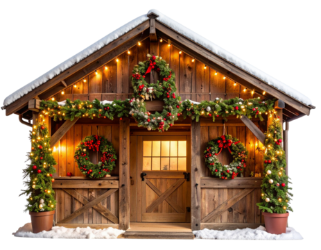 Vintage Santa’s Workshop Facade PNG