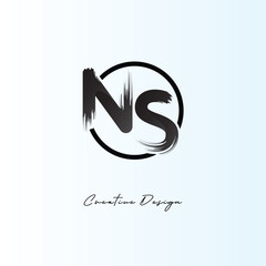 Obraz premium NS Brush Stroke Logo – Modern Artistic Symbol with Ink Texture for Creative Branding & Visual Identity Design