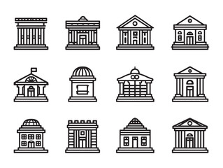 Fototapeta premium Court Building Minimalist 2D Line Art