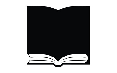 Open book graphic in simple black and white illustration