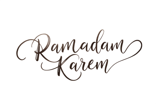 Elegant ramadan kareem calligraphy isolated on transparent background for greeting cards and islamic holiday celebrations with decorative design