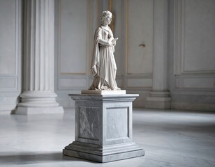 Classical marble statue on pedestal