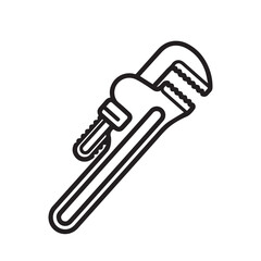 A simple, black and white line drawing of a pipe wrench.