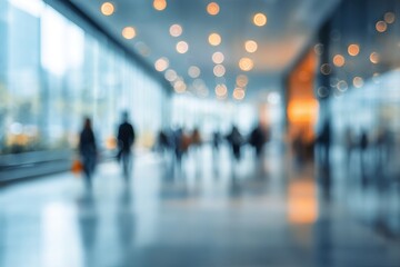 Blurred view of a modern office hallway
