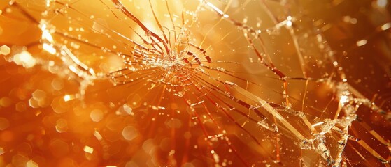 Shattered Computer Screen Close Up Showing Jagged Glass Fragments in Office Setting