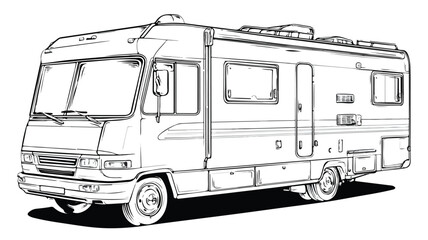 Motorhome Symbol Camper Dark Outline Side Perspective