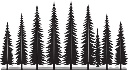 Seamless pattern of fir trees in a winter forest landscape with snow and pine trees