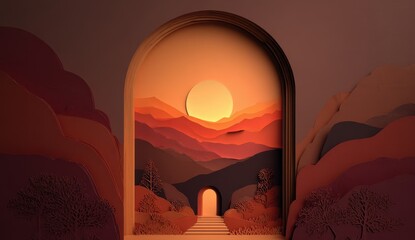 Archway to a sunset vista