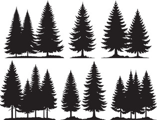 Obraz premium Seamless pattern of fir trees in a winter forest landscape with snow and pine trees