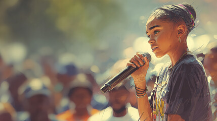 Engaged Young Activist Speaking at Environmental Rally
