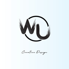 Fototapeta premium WU Brush Stroke Logo – Modern Artistic Symbol with Ink Texture for Creative Branding & Visual Identity Design
