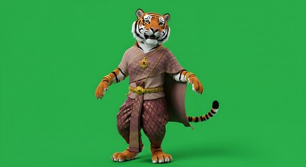 Tiger character in traditional outfit