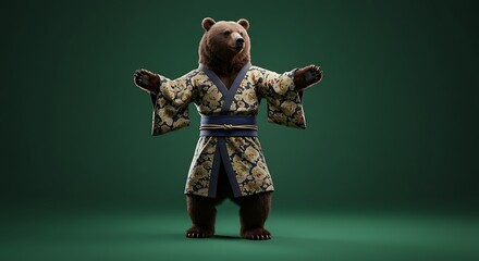 Bear wearing traditional kimono