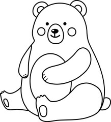 Vector illustration of a Bear, Line Drawing, icon