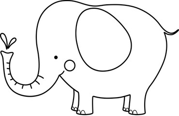 Vector illustration of an Elephant, Line Drawing, icon