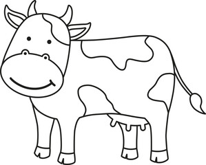 Vector illustration of a Cow, Line Drawing, icon