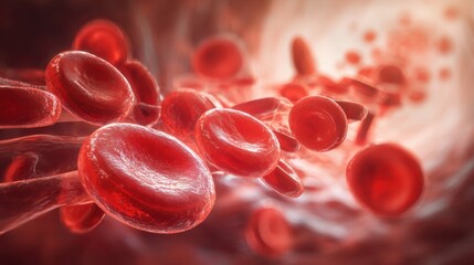The intricate movement of red blood cells within the human circulatory system.