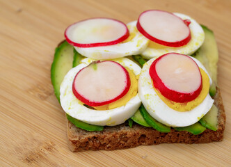 Ketogenic Healthy Avocado, Egg, and Radish Sandwich