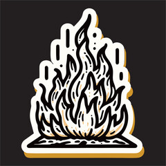 A vector illustration of fire flame with black background