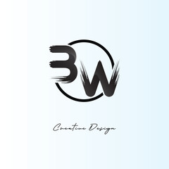 Fototapeta premium BW Brush Stroke Logo – Modern Artistic Symbol with Ink Texture for Creative Branding & Visual Identity Design