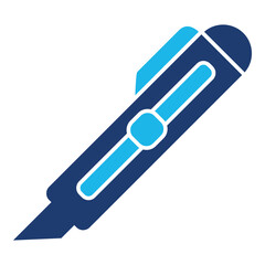 Cutter Icon In Blue Monochrome Flat Design, Vector Illustration