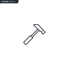 Hammer, linear style sign for mobile concept and web design