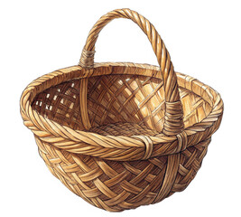 Rustic woven basket with sturdy handle, perfect for harvest or decorative displays