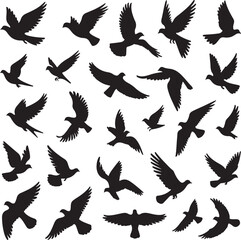Flying Birds Silhouettes Set