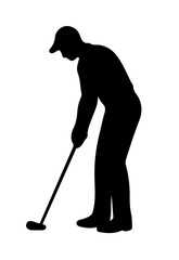 Golf Man Player Silhouette Vector Sports Outline illustration