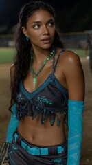 a young beautiful girl with colorful hair