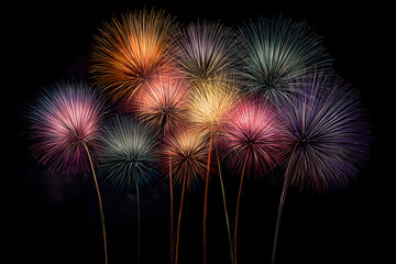Illuminating the Night: A Dazzling Bright Fireworks Display Bursting with Colorful Lights and Patterns in the Dark Sky