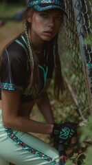 a young beautiful girl with colorful hair