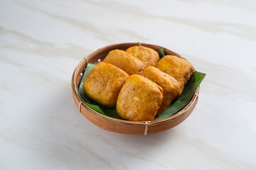 Fried yellow tofu is one type of snack in Indonesia. Perfect for recipes, articles, catalogues, commercials, or any cooking contents