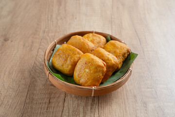 Fried yellow tofu is one type of snack in Indonesia. Perfect for recipes, articles, catalogues, commercials, or any cooking contents