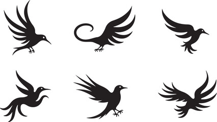 Obraz premium Soaring Bird Silhouettes Set for Nature-Inspired Designs 