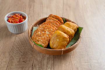 Fried tofu and tempeh are one type of snack in Indonesia. Perfect for recipes, articles, catalogues, commercials, or any cooking contents