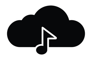 music cloud upload vector icon silhouette