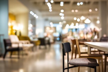 Blurred interior of a furniture store